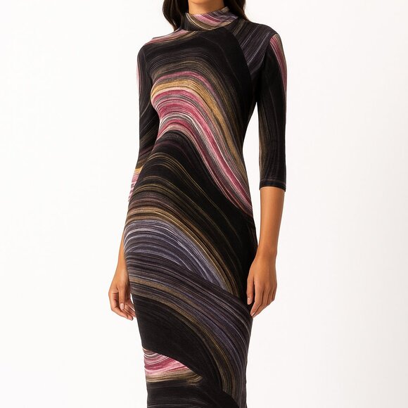 Vintage Diane von Furstenberg Abstract Print Merino Wool Dress - Size Small - Picture 1 of 11